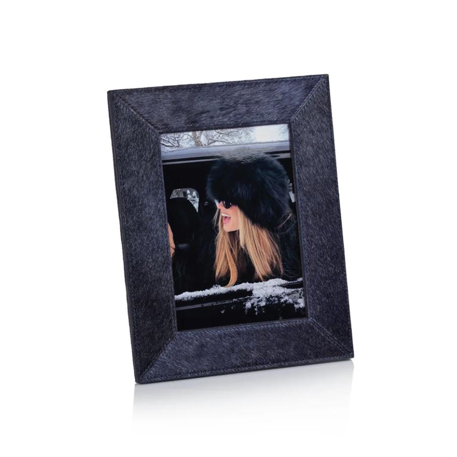 Corviglia Navy Hair On Hide Photo Frame | Bone & Brass