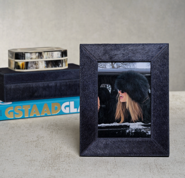 Corviglia Navy Hair On Hide Photo Frame