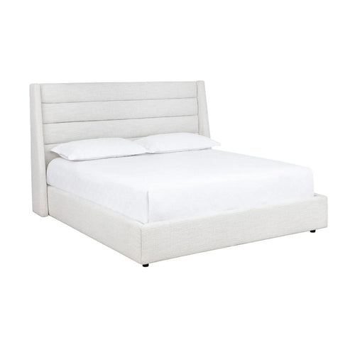 Emmit Merino Pearl Upholstered Bed | Bone & Brass