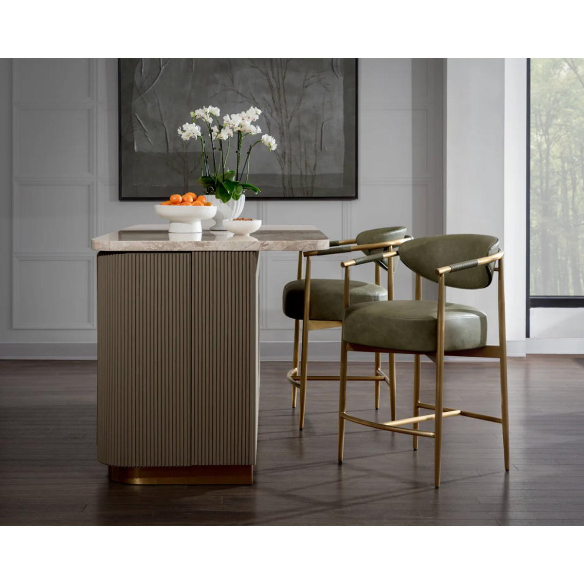 Heloise Counter Stool - Ivanhoe Pine - Stool Side View | Bone & Brass