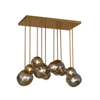 Dionis Rectangle Smoke Glass Globe Chandelier | Bone & Brass