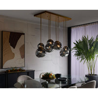 Dionis Rectangle Smoke Glass Globe Chandelier - Chandelier Detail | Bone & Brass