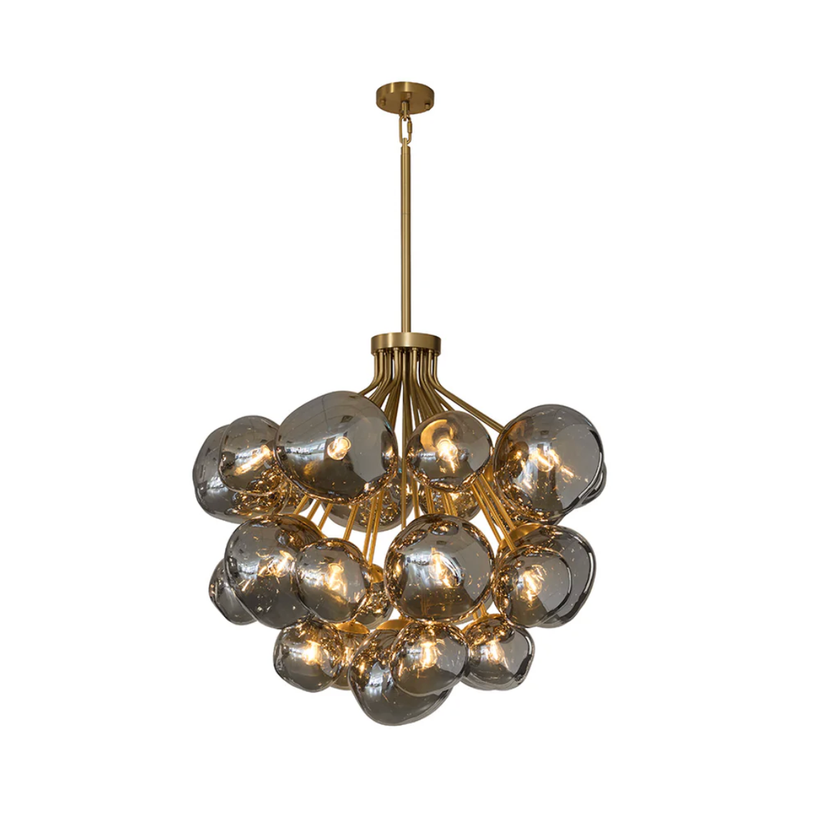 Dionis Round Brass Smoke Glass Globe Chandelier