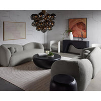 Dionis Round Brass Smoke Glass Globe Chandelier - Chandelier Installed | Bone & Brass