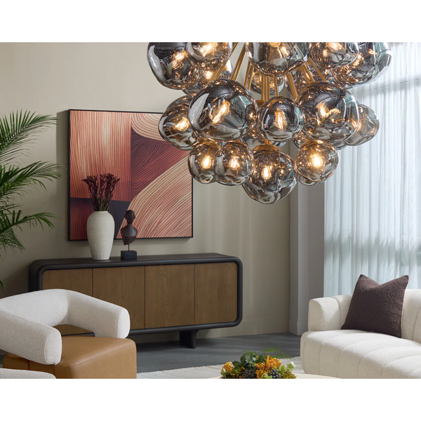 Dionis Round Brass Smoke Glass Globe Chandelier