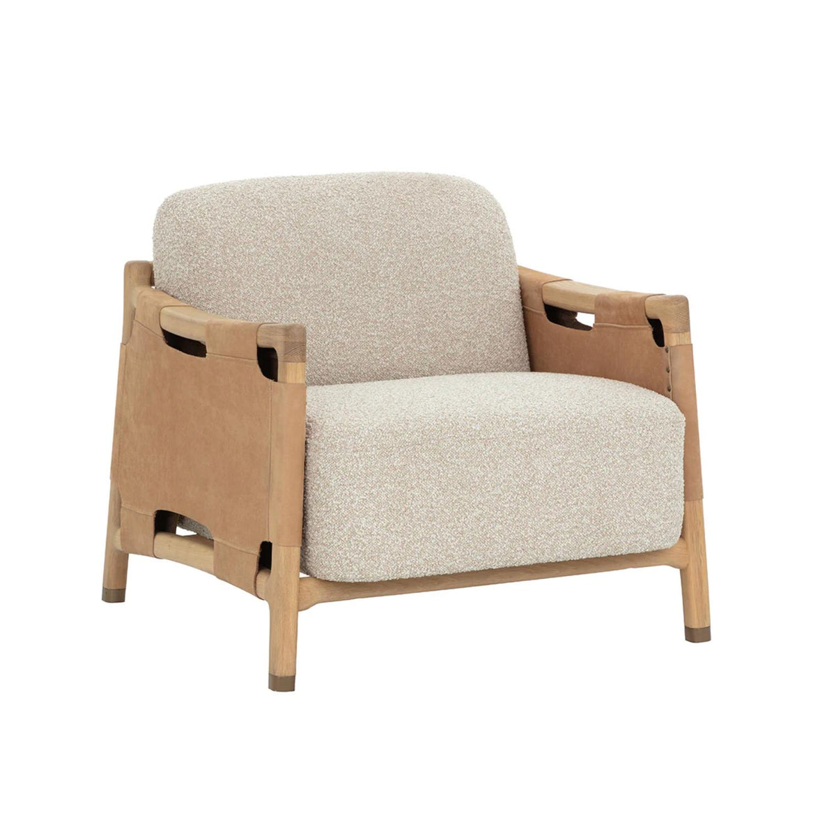 Calloway Oatmeal Lounge Chair, Tan Leather | Bone & Brass