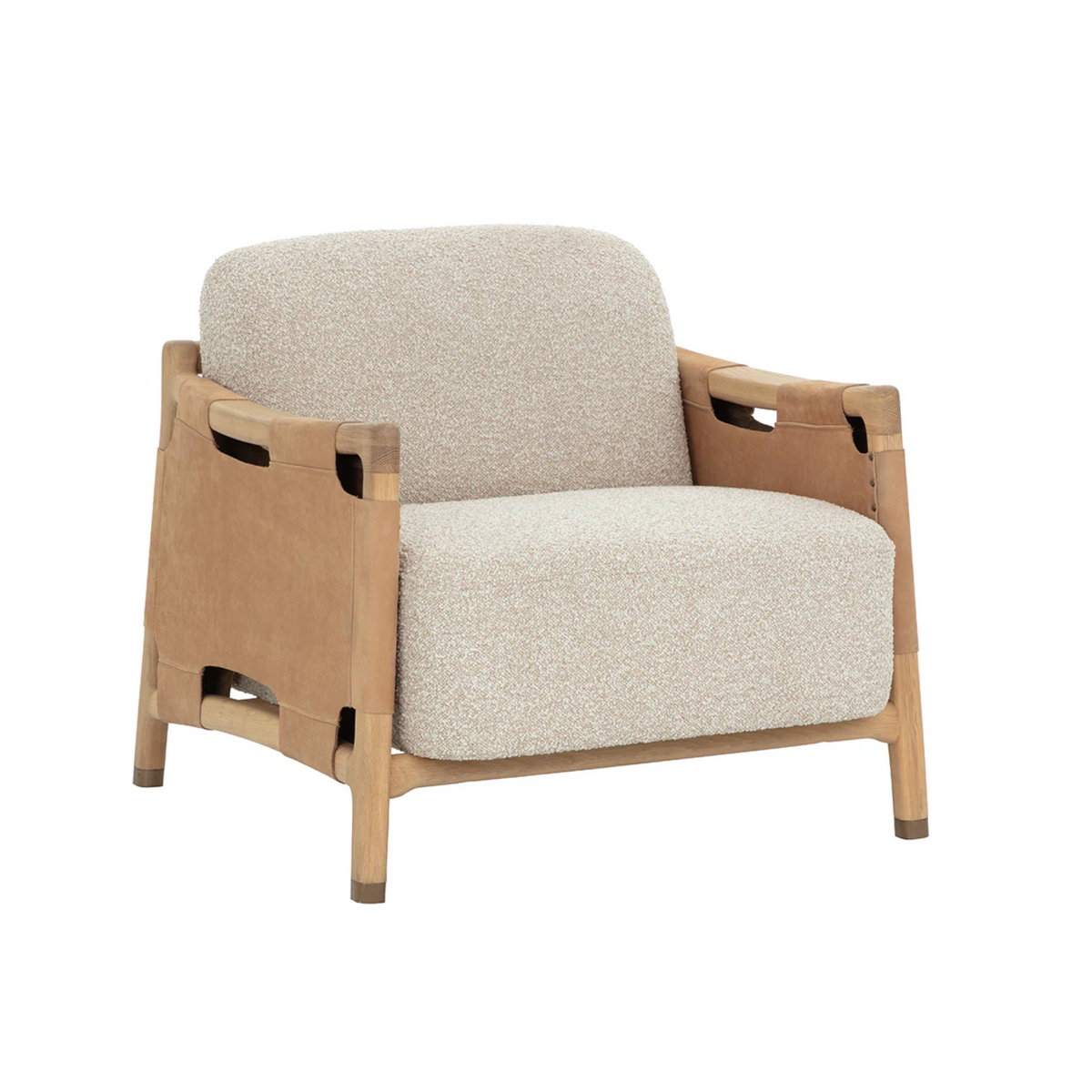 Calloway Oatmeal Lounge Chair, Tan Leather