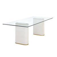 Aemond White Rectangle Pedestal Dining Table | Bone & Brass