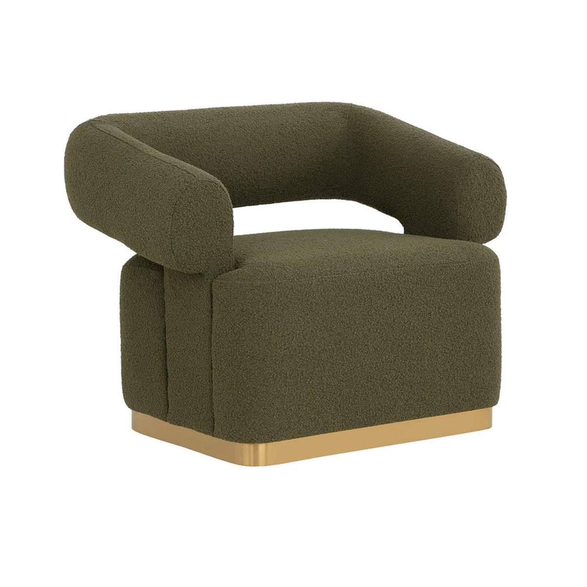 Aggie Olive & Brushed Gold Swivel Lounge Chair | Bone & Brass