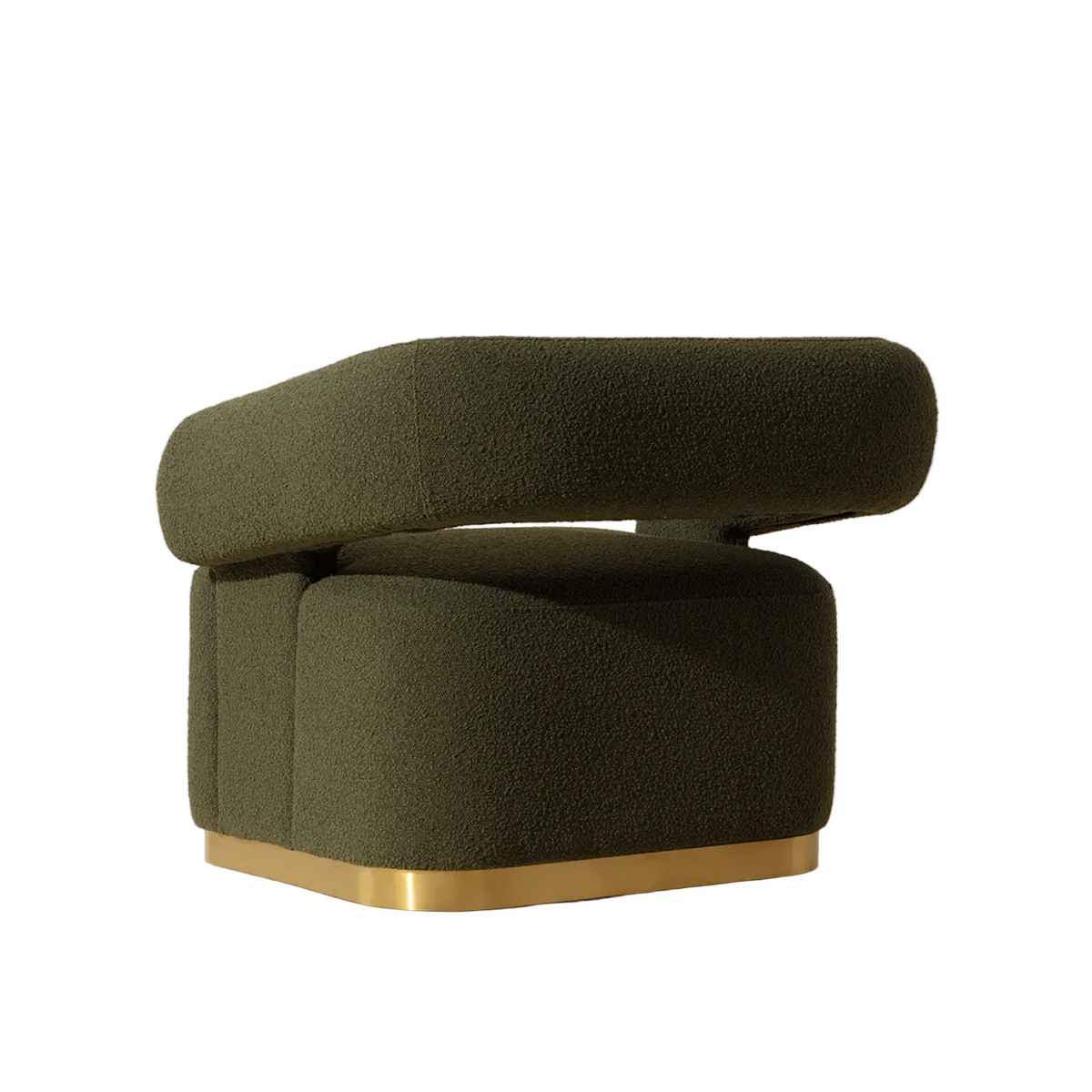 Aggie Olive & Brushed Gold Swivel Lounge Chair