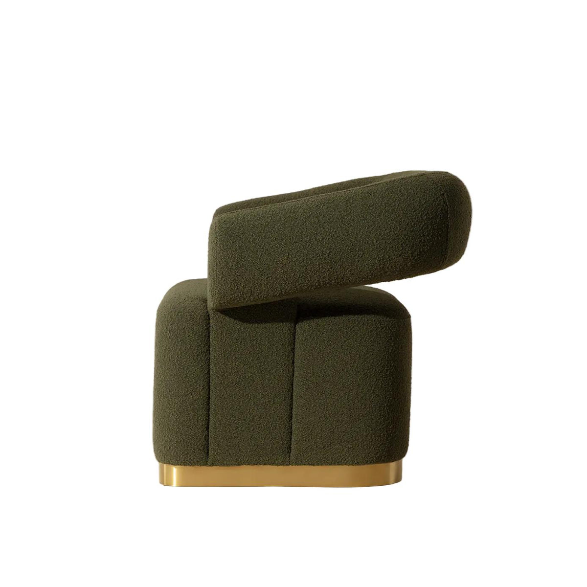 Aggie Olive & Brushed Gold Swivel Lounge Chair - Chair Upholstery Detail | Bone & Brass