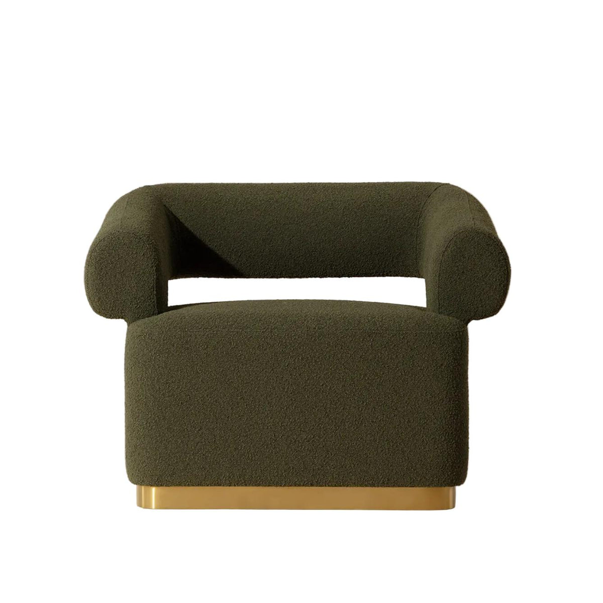 Aggie Olive & Brushed Gold Swivel Lounge Chair - Chair View | Bone & Brass