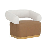 Aggie Swivel Ivory & Cognac Leather Lounge Chair | Bone & Brass