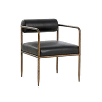 Ajani Black Leather & Iron Dining Armchair | Bone & Brass