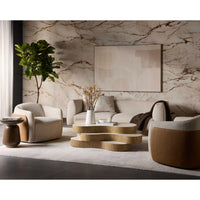 Geddes Cream Triple Tier Coffee Table - Table Side View | Bone & Brass