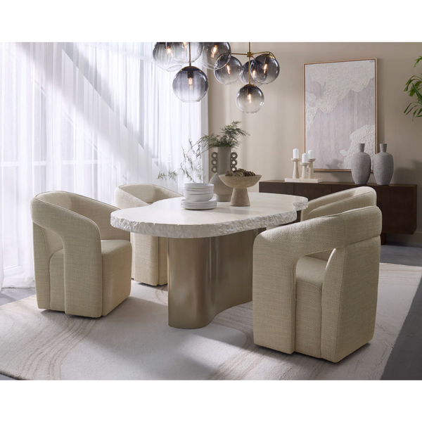 Idris Concrete & Antique Brass Dining Table