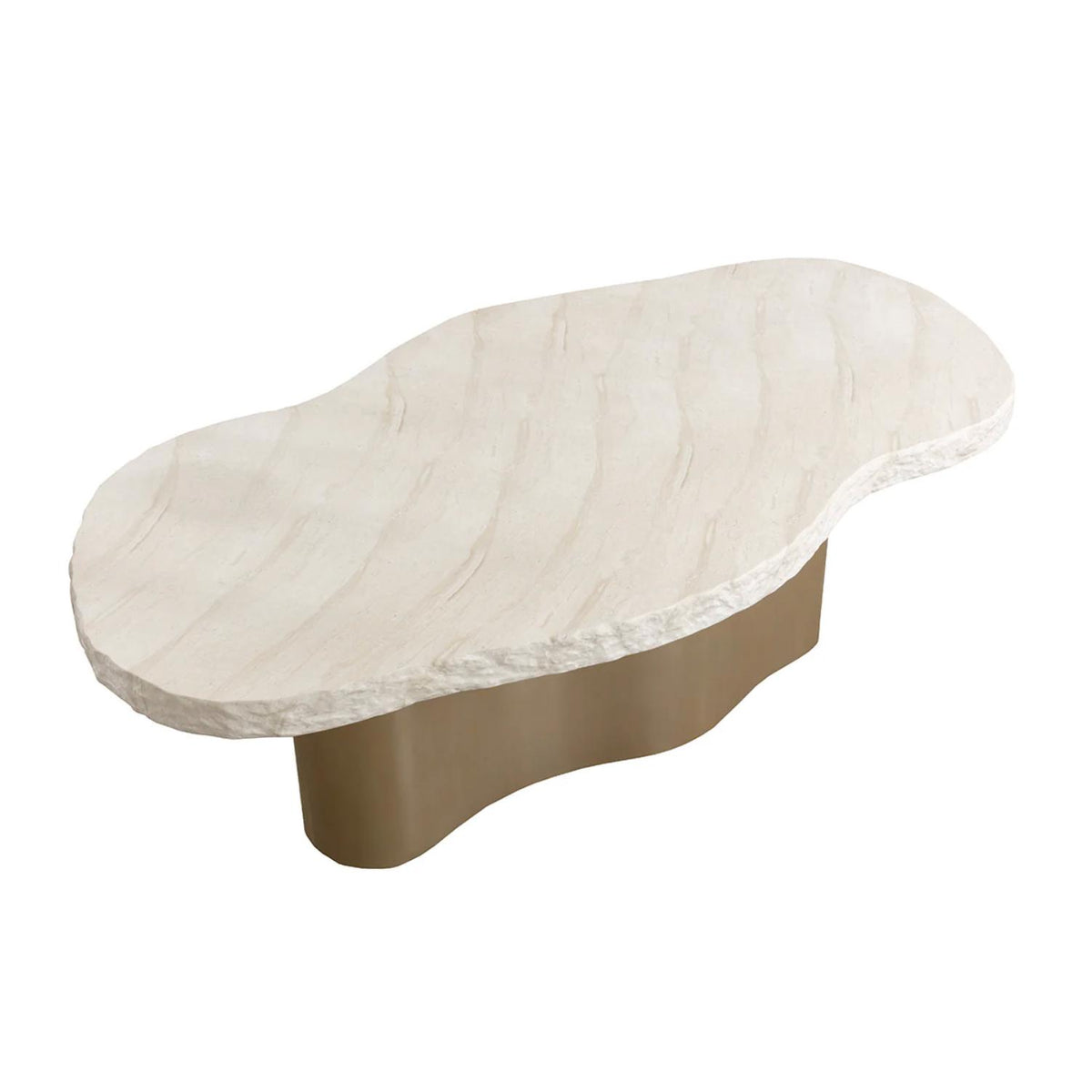 Idris Concrete & Antique Brass Dining Table - Table Top View | Bone & Brass