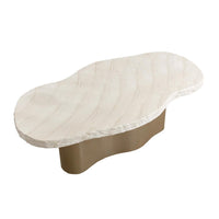 Idris Concrete & Antique Brass Dining Table - Table Top View | Bone & Brass
