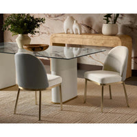 Lavania Two-Toned Taupe & Brass Dining Chair - Chair Side View | Bone & Brass