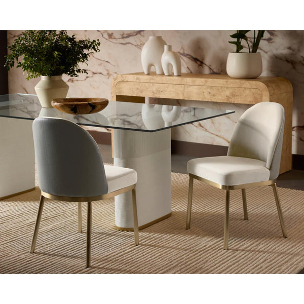 Lavania Two-Toned Taupe & Brass Dining Chair - Chair Side View | Bone & Brass