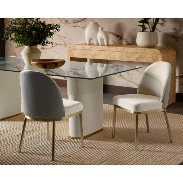 Lavania Two-Toned Taupe & Brass Dining Chair