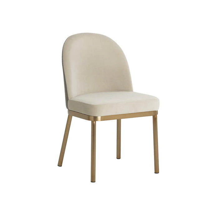 Lavania Two-Toned Taupe & Brass Dining Chair | Bone & Brass