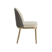 Lavania Two-Toned Taupe & Brass Dining Chair - Chair Upholstery Detail | Bone & Brass