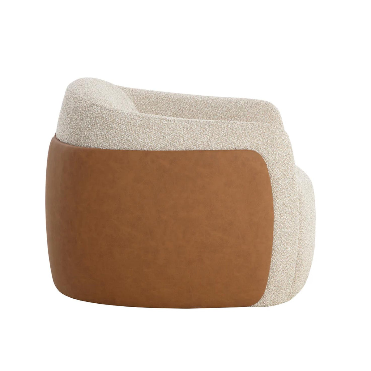 Caris Beige & Cognac Swivel Lounge Chair - Chair Upholstery Detail | Bone & Brass