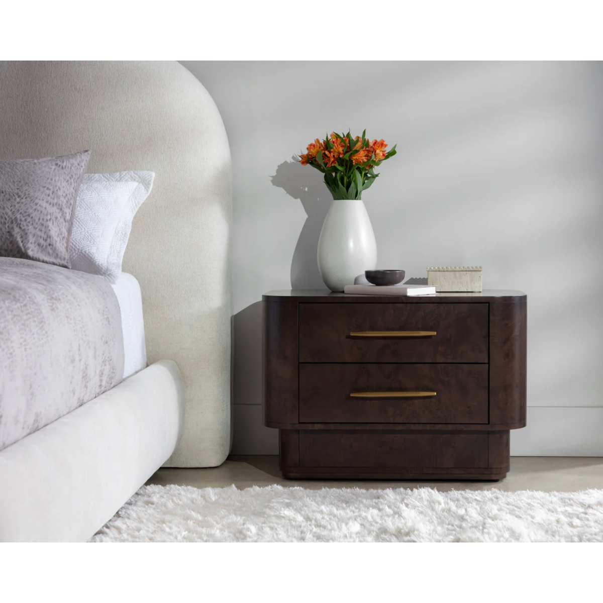 Ezekiel Dark Brown Burl Nightstand