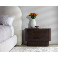 Ezekiel Dark Brown Burl Nightstand