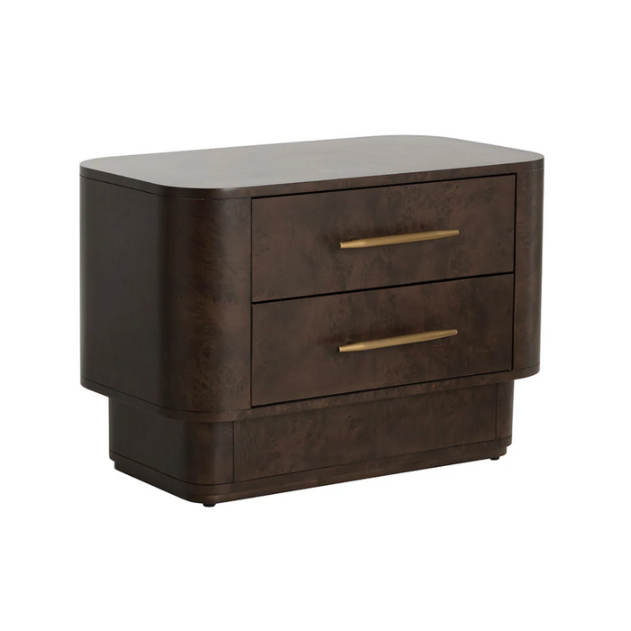 Ezekiel Dark Brown Burl Nightstand