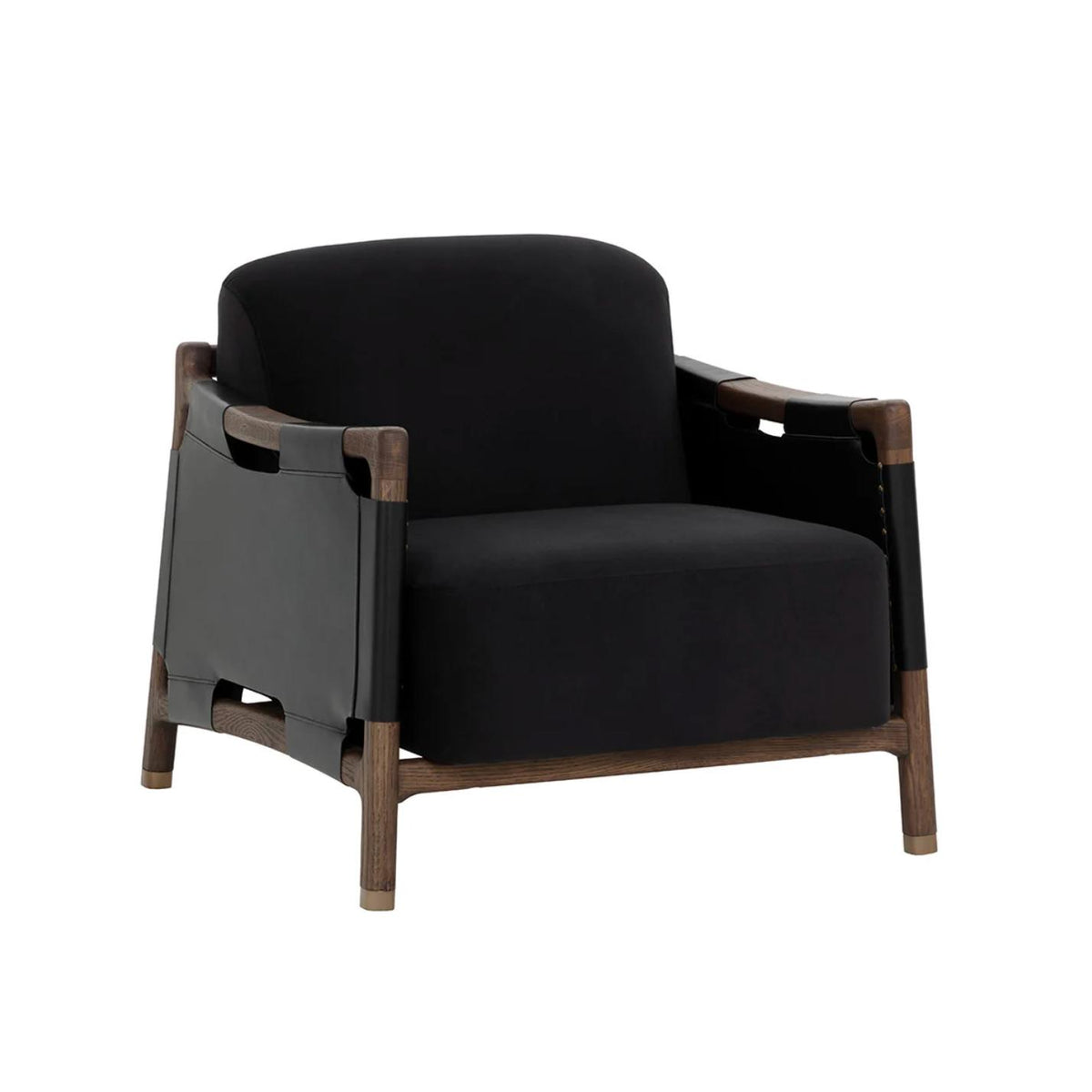 Calloway Onyx Leather & Antique Brown Lounge Chair | Bone & Brass
