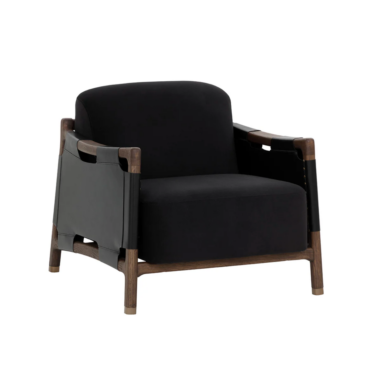 Calloway Onyx Leather & Antique Brown Lounge Chair