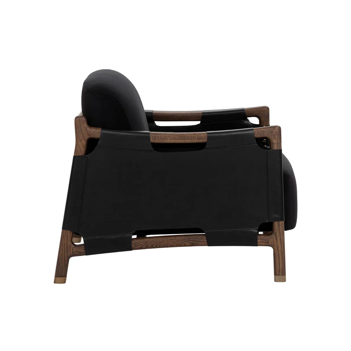 Calloway Onyx Leather & Antique Brown Lounge Chair - Chair Detail | Bone & Brass