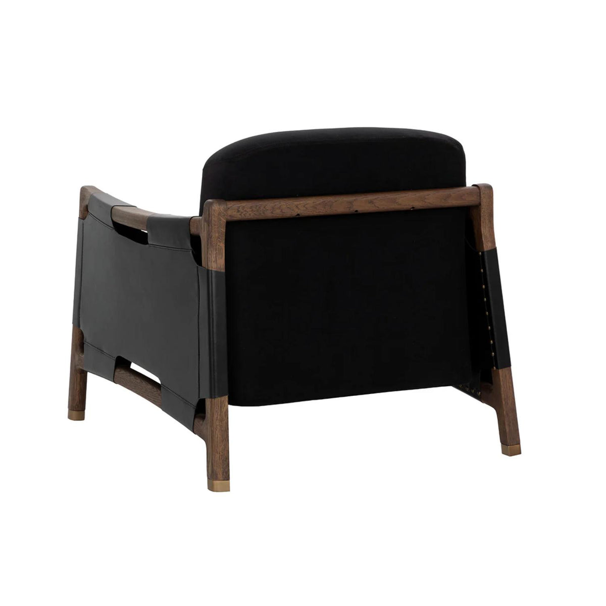 Calloway Onyx Leather & Antique Brown Lounge Chair - Chair Side View | Bone & Brass
