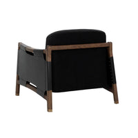 Calloway Onyx Leather & Antique Brown Lounge Chair - Chair Side View | Bone & Brass