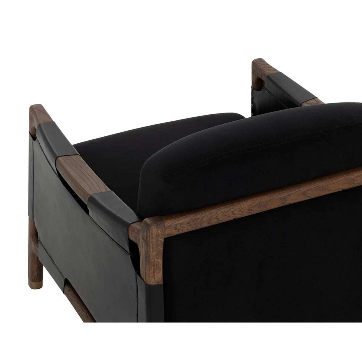 Calloway Onyx Leather & Antique Brown Lounge Chair - Chair Upholstery Detail | Bone & Brass