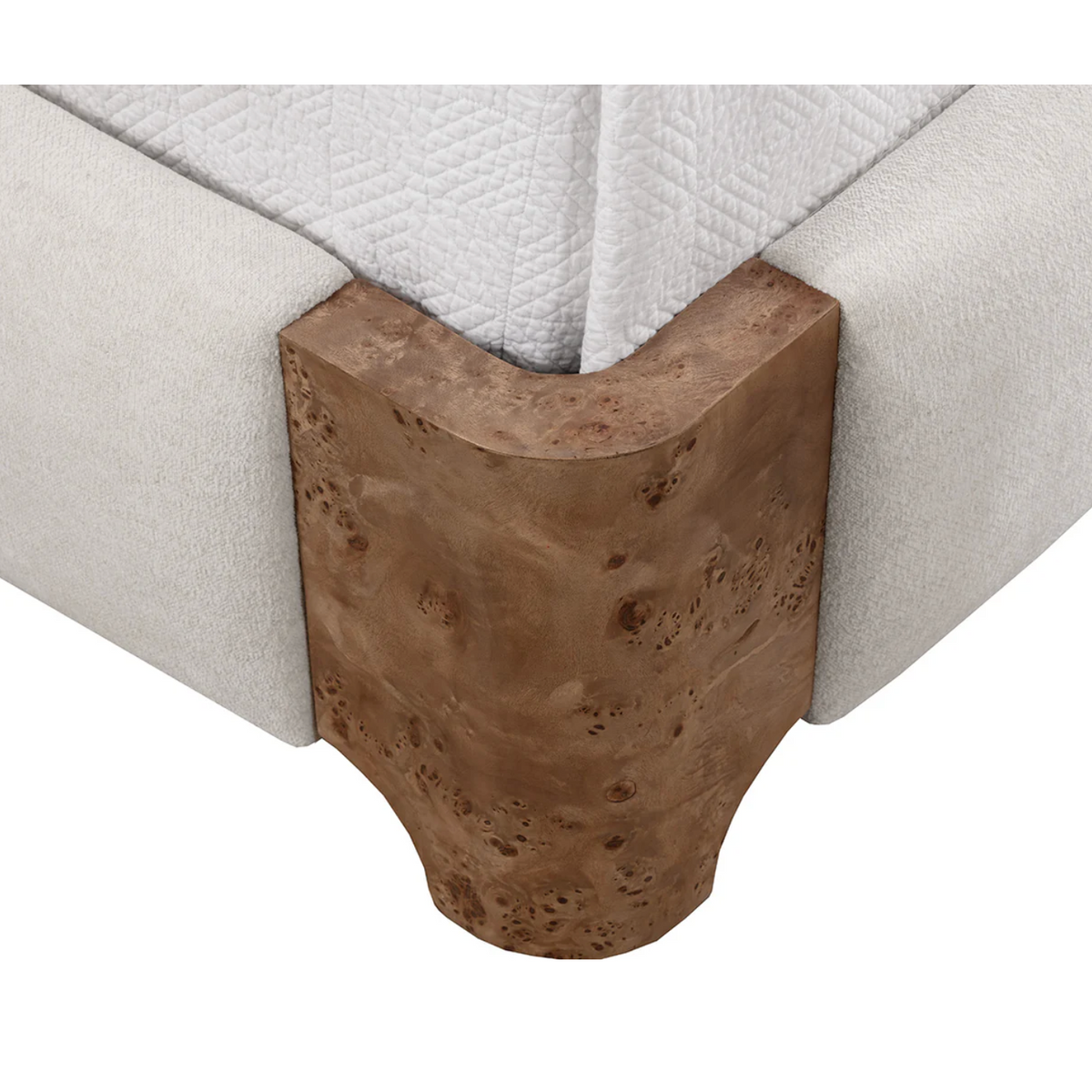 Knowles Ivory Upholstered & Mappa Burl King Bed