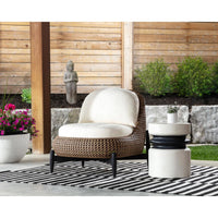 Carilo Cream Curved Wicker Lounge Chair - Outdoor Chair Side View | Bone & Brass