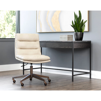 Stinson Cream Leather & Teak Office Chair