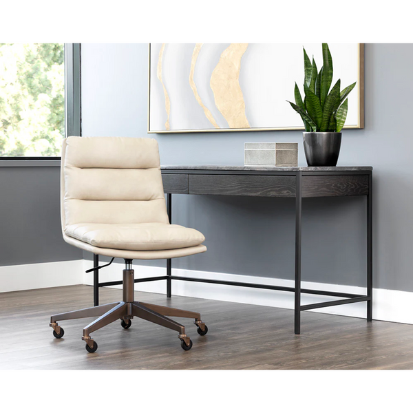 Stinson Cream Leather & Teak Office Chair