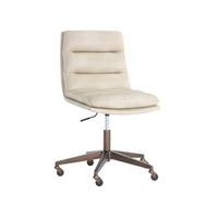 Stinson Cream Leather & Teak Office Chair | Bone & Brass