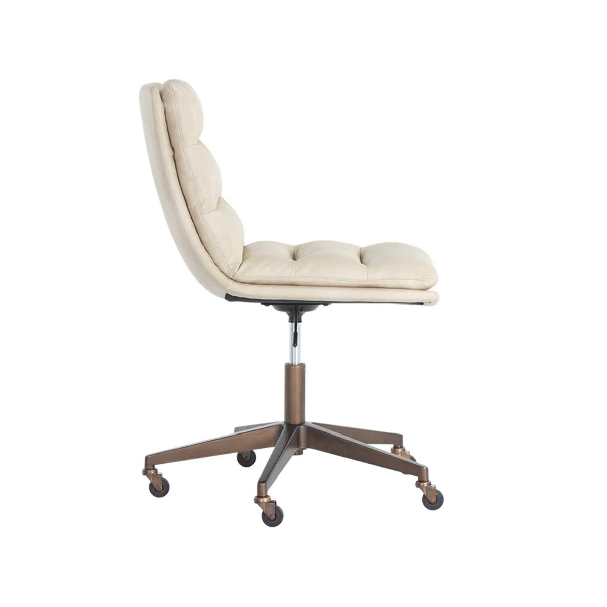 Stinson Cream Leather & Teak Office Chair - Chair Upholstery Detail | Bone & Brass