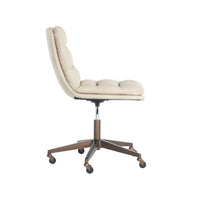 Stinson Cream Leather & Teak Office Chair - Chair Upholstery Detail | Bone & Brass