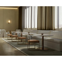 Larissa Ivory Fabric & Cognac Leather Dining Chair - Chair Side View | Bone & Brass
