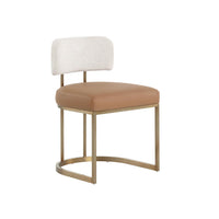 Larissa Ivory Fabric & Cognac Leather Dining Chair | Bone & Brass