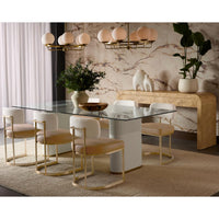 Larissa Ivory Fabric & Cognac Leather Dining Chair - Chair Side View | Bone & Brass