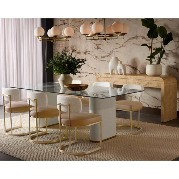 Larissa Ivory Fabric & Cognac Leather Dining Chair - Chair Side View | Bone & Brass