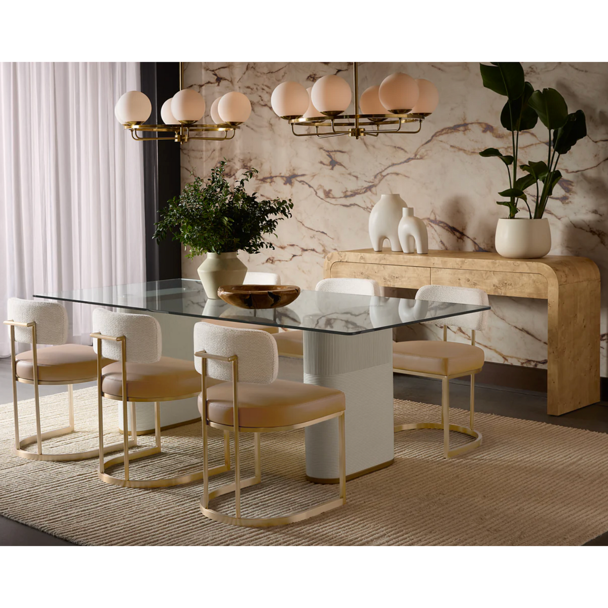 Larissa Ivory Fabric & Cognac Leather Dining Chair