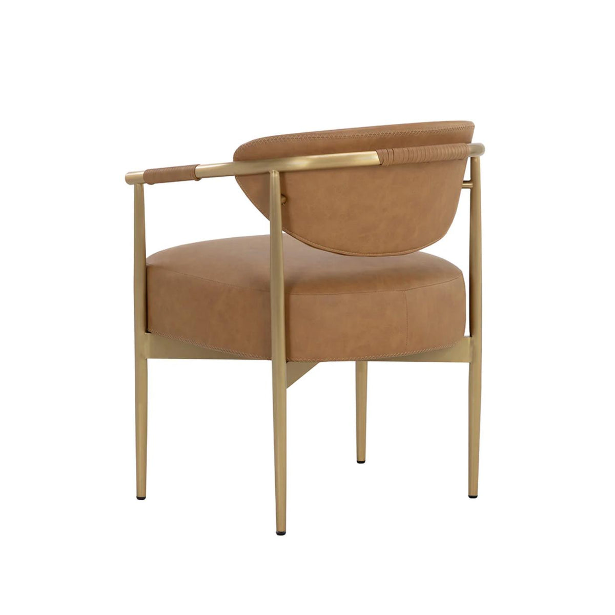 Heloise Cognac Leather & Gold Dining Armchair - Chair View | Bone & Brass
